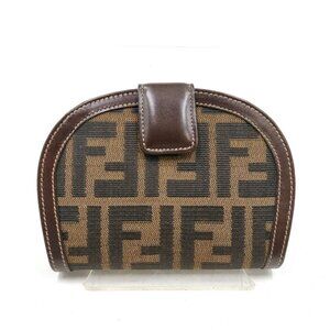 Authentic Fendi Wallet Brown Canvas mn388-113025